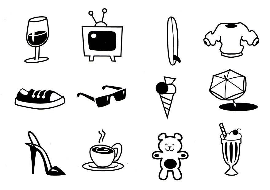 Line drawings of feelgood icons