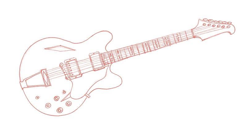 Pencil drawing of a guitar